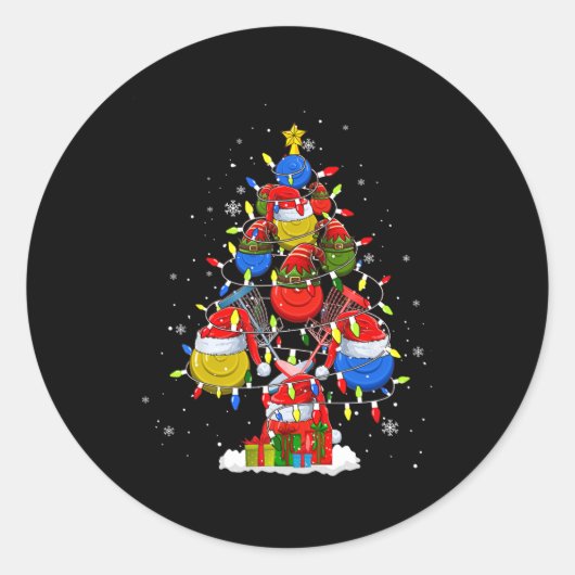Santa Elf Disc Golf Byll Tools Xmas Tree Men Playe Runder Aufkleber (Vorderseite)