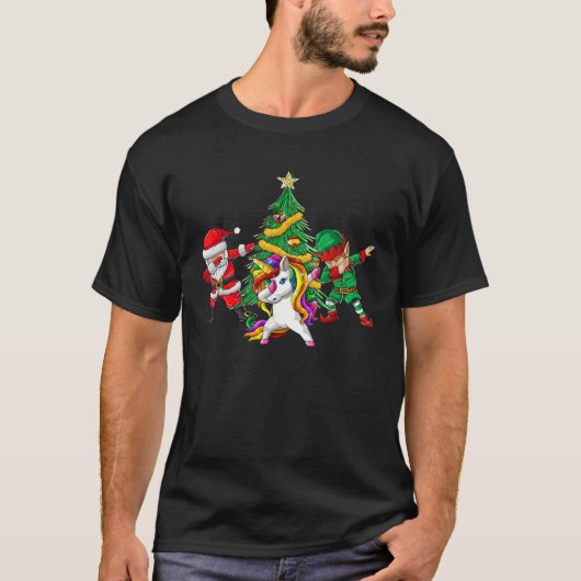 Santa Elf Einhorn Weihnachtsbaum Kinder Junge T-Shirt (Vorderseite)