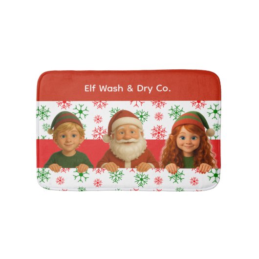 Santa & Elf Faces | North Pole Fun Christmas Bath  Badematte (Vorderseite)