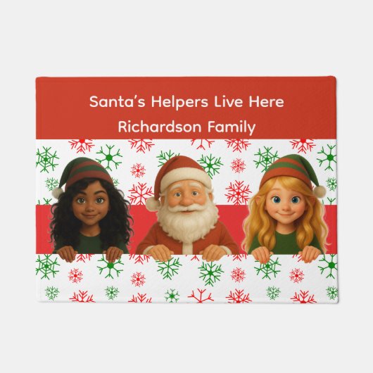 Santa & Elf Faces | North Pole Fun Christmas Door Fußmatte (Vorderseite)