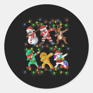Santa Elf Freunde Weihnachtsjunge Männer Männer Runder Aufkleber