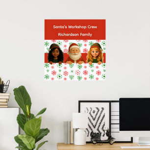Santa & Elf Gesichter Nordpol-Spaß-Weihnachts-Tü Poster