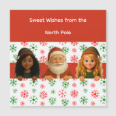 Santa & Elf Gesichter | Nordpol-Spaß Weihnachtsmag Magnetkarte (Vorderseite)