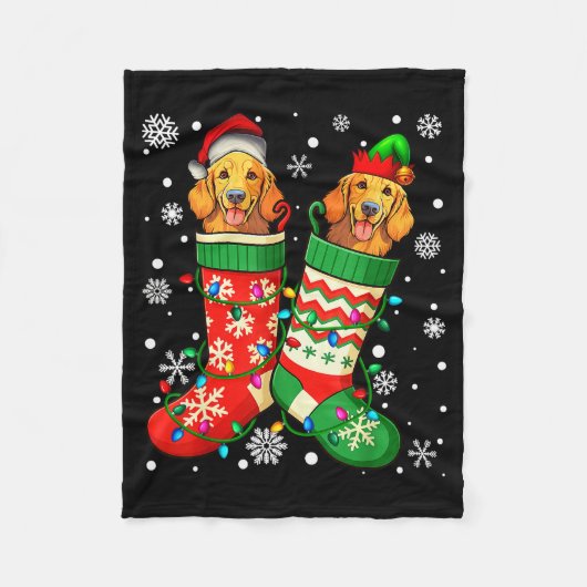 Santa Elf Golden Retriever Dog In Christmas Socks Fleecedecke (Vorderseite)