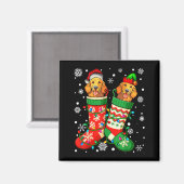Santa Elf Golden Retriever Dog In Christmas Socks Magnet (Vorderseite/Rückseite)