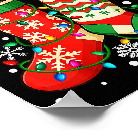 Santa Elf Golden Retriever Dog In Christmas Socks Poster (Ecke)