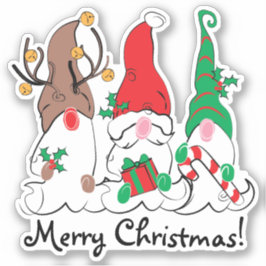 Santa Elf Reindeer Christmas Gnome Trio Aufkleber