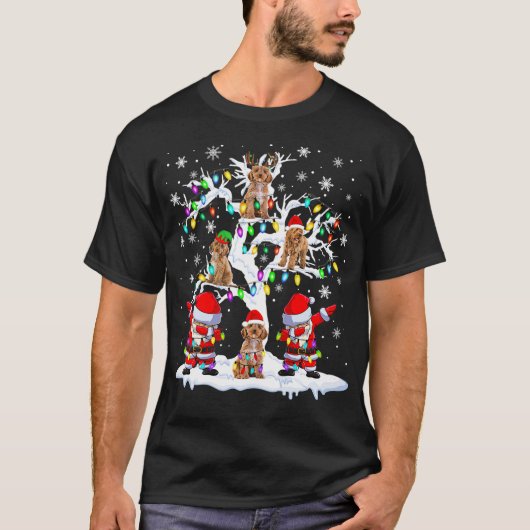 Santa ELF Reindeer Cockapoo auf dem Weihnachtsbaum T-Shirt (Vorderseite)