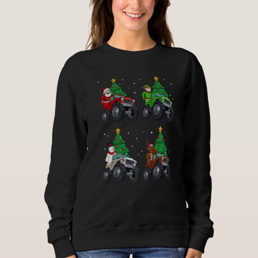 Santa Elf Reindeer Snowman Riding Monster Truck Ch Sweatshirt (Vorderseite)