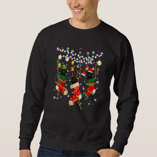 Santa Elf Rentier Dackel in den Weihnachtssocken L Sweatshirt (Vorderseite)