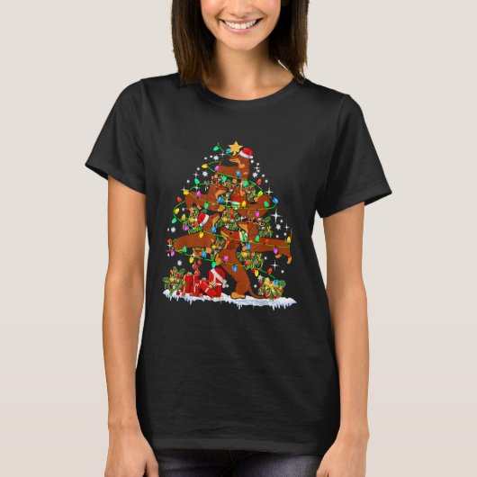 Santa Elf Rentier Dackel Weihnachtsbaum Christus T-Shirt (Vorderseite)