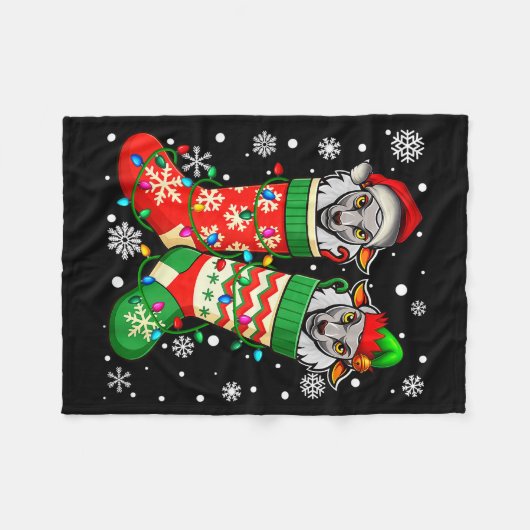 Santa Elf Sheep Animal In Christmas Socks Men Wome Fleecedecke (Vorderseite (Horizontal))