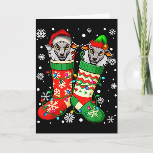 Santa Elf Sheep Animal In Christmas Socks Men Wome Karte (Vorderseite)