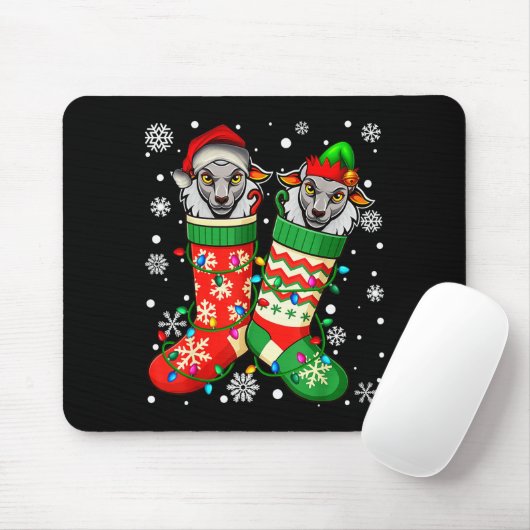 Santa Elf Sheep Animal In Christmas Socks Men Wome Mousepad (Mit Mouse)