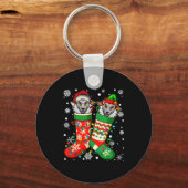 Santa Elf Sheep Animal In Christmas Socks Men Wome Schlüsselanhänger (Vorderseite)