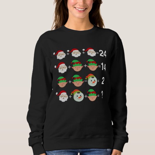 Santa Elf Snowman Equation Math Teacher Christmas Sweatshirt (Vorderseite)