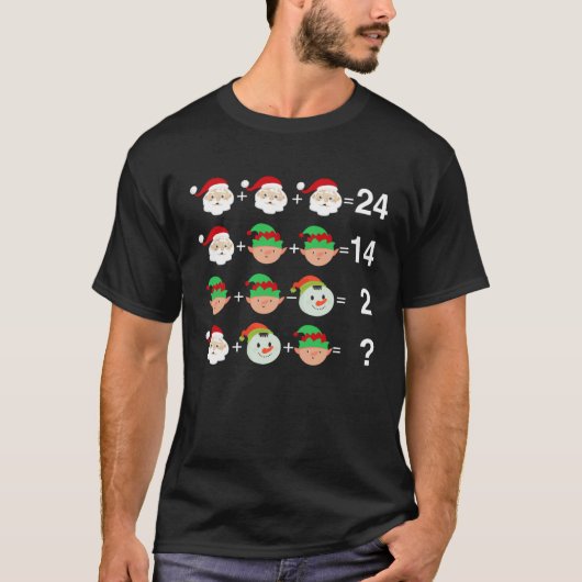 Santa Elf Snowman Equation Math Teacher Christmas T-Shirt (Vorderseite)