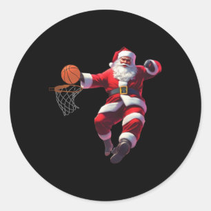 Santa-Elf spielt Bysketbyll-Weihnachts-Pyjama-Spor Runder Aufkleber