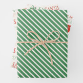Santa Elf Typografie und Streifen Kinder Geschenkpapier Set (Beispiel)