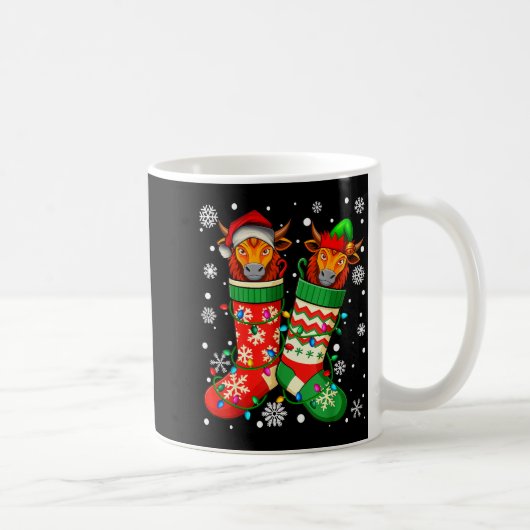 Santa Elf Yak Animal In Christmas Socks Men Women  Kaffeetasse (Rechts)