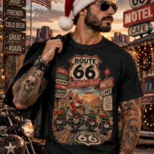 Santa & Elfen auf der Route 66 – Vintage Weihnacht T-Shirt