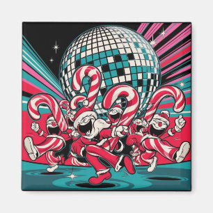 Santa Elves Candy Canes tanzen im Disco-Ball Magnet