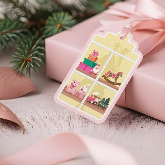 Santa Elves Pink Weihnachtsspielzeug-Werkstatt Fen Geschenkanhänger