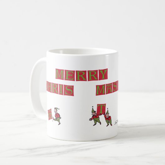 Santa Elves Typo rechte Tasse (Vorderseite Links)