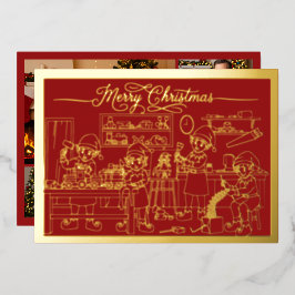 Santa Elves Workshop, Frohe Weihnachten in Rot, Go Folien Feiertagskarte