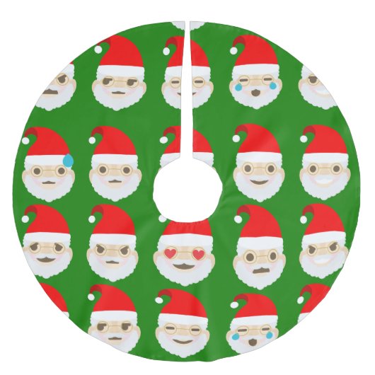 Santa Emoji Emoticons-Baumrock Polyester Weihnachtsbaumdecke (Vorderseite)