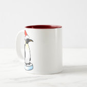 Santa Emperor Penguin Zweifarbige Tasse (Vorderseite Links)