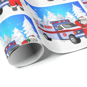 Santa EMS Ambulanz Weihnachten Geschenkpapier