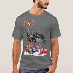 Santa Emu Bird mit Weihnachtsbeleuchtung Funny Xma T-Shirt
