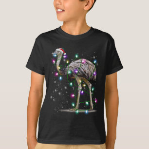 Santa Emu Bird mit Weihnachtsbeleuchtung Geschenk T-Shirt
