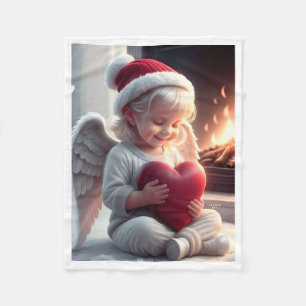 Santa Engel mit Herzdecke Fleecedecke