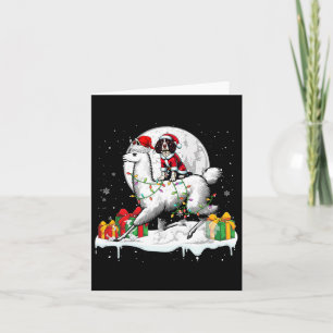 Santa Englischer Springer Spaniel Reitet Lama Chri Karte