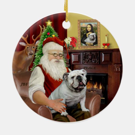 Santa-English Bulldog Keramikornament (Hinten)