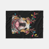 Santa English Bulldog Reindeer Light Christmas Fleecedecke (Vorderseite (Horizontal))