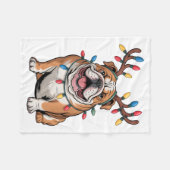 Santa English Bulldog Reindeer Light Christmas Fleecedecke (Vorderseite (Horizontal))