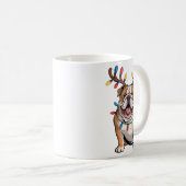 Santa English Bulldog Reindeer Light Christmas Kaffeetasse (VorderseiteRechts)