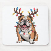 Santa English Bulldog Reindeer Light Christmas Mousepad (Vorne)