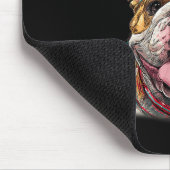 Santa English Bulldog Reindeer Light Christmas Mousepad (Ecke)