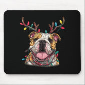 Santa English Bulldog Reindeer Light Christmas Mousepad (Vorne)