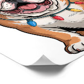 Santa English Bulldog Reindeer Light Christmas Poster (Ecke)