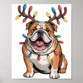 Santa English Bulldog Reindeer Light Christmas Poster (Vorne)