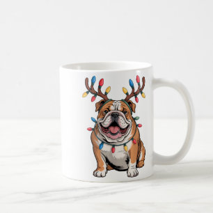 Santa English Bulldog Rentier Licht Weihnachten Kaffeetasse