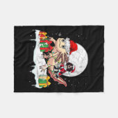 Santa English Springer Spaniel Riding Axolotl Chri Fleecedecke (Vorderseite (Horizontal))