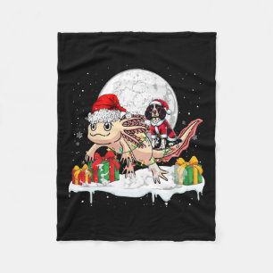 Santa English Springer Spaniel Riding Axolotl Chri Fleecedecke