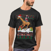 Santa English Springer Spaniel Riding Giraffe Xmas T-Shirt (Vorderseite)