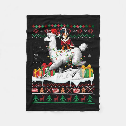 Santa Entlebucher Mountain Riding Llama Weihnachte Fleecedecke (Vorderseite)